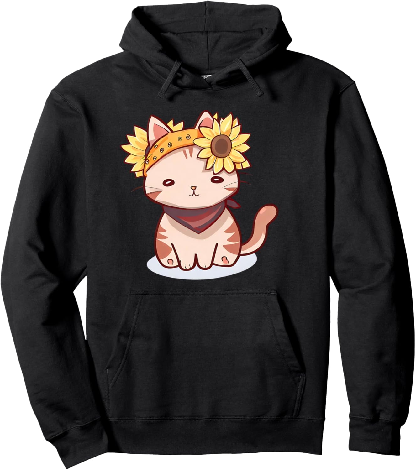 

Милая бандана с изображением кошки и подсолнуха - Толстовка с изображением кошки-фермера Cute Bandana Cat With Sunflowers, черный