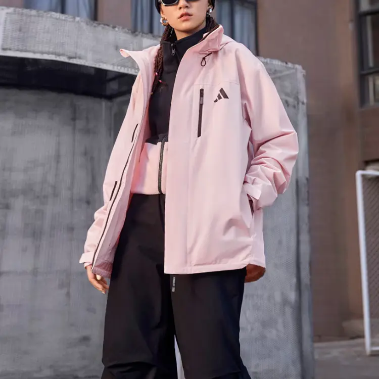 Трехслойная флисовая куртка Jackets & Coats Женская Песочный Коричневый Розовый Adidas — фото 4