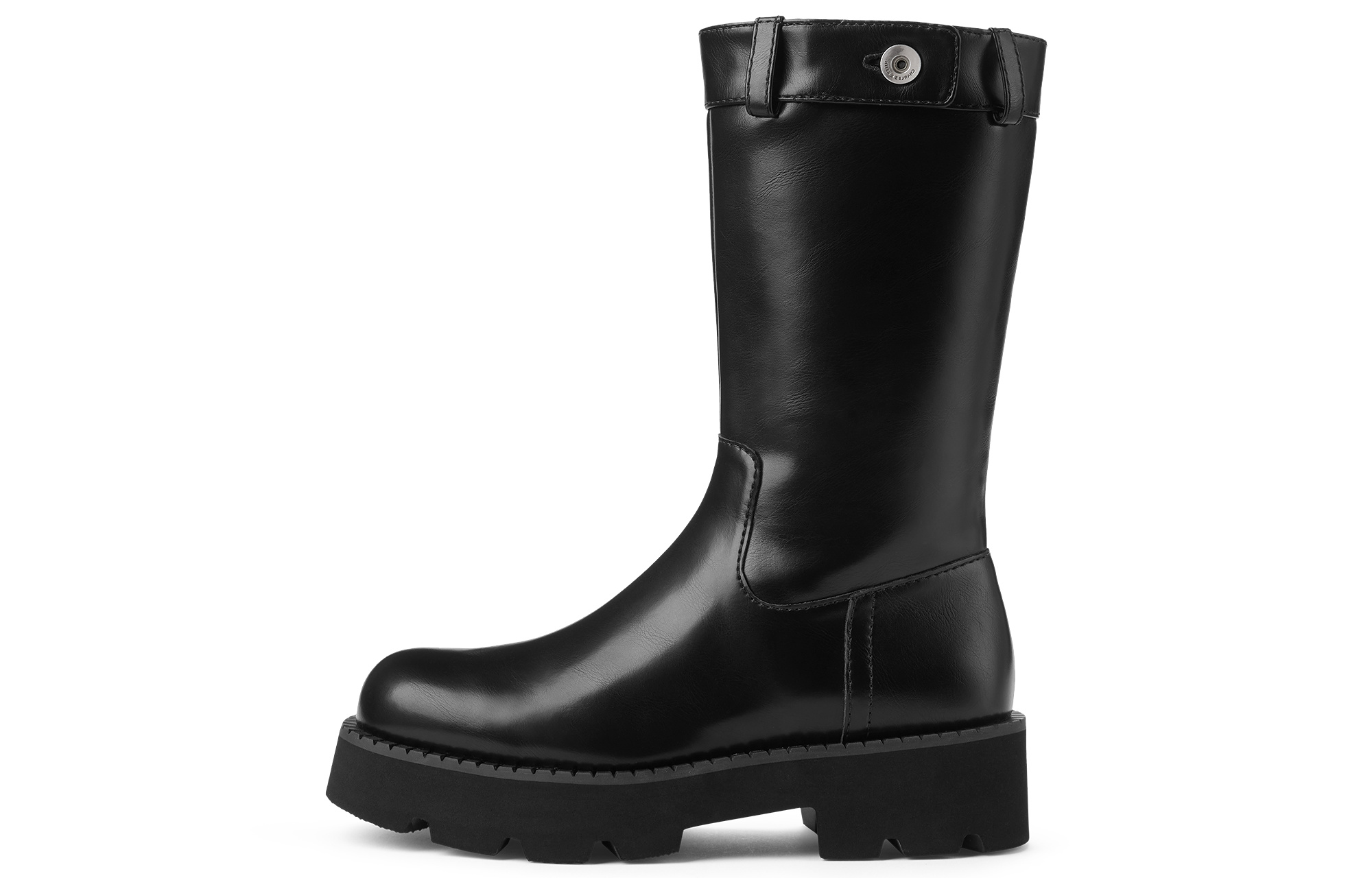 CHARLES&KEITH Чёрные женские ботинки Small CK до колена на каблуке 4,5 см, цвет Black