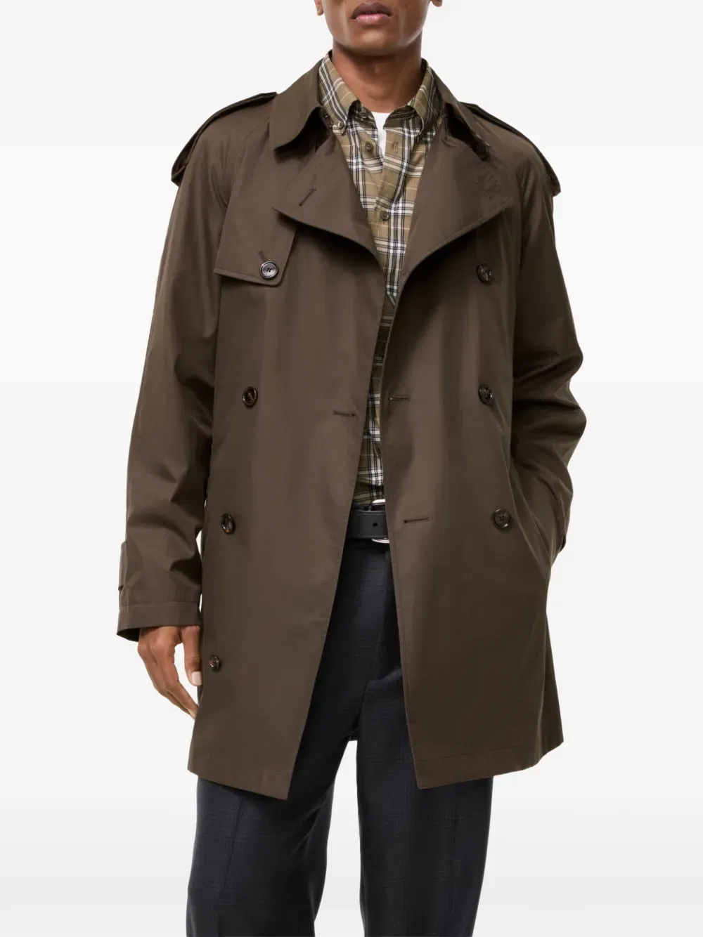 Тренч Burberry Leadenham средней длины из габардина, коричневый — фото 2