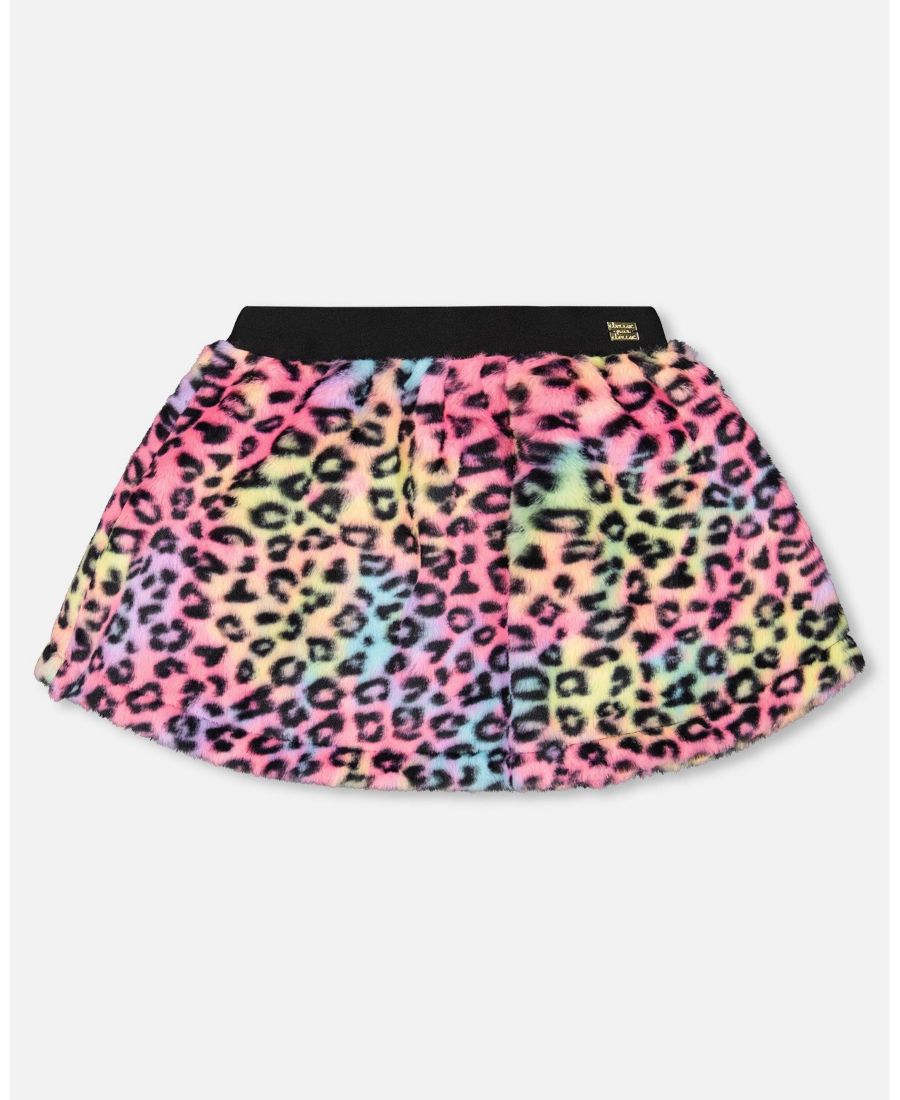

Детская юбка из искусственного меха для девочек, разноцветный леопардовый принт - для малышек/детей Deux par Deux, Black and multicolor