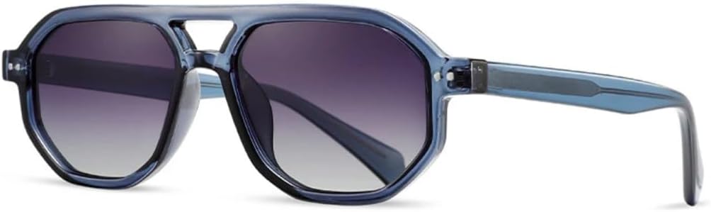 

Ретро-солнцезащитные очки с двойной перемычкой, многоугольные, квадратные, женские, класса люкс, модные, градиентные, с защитой от УФ-излучения UV400, мужские, с заклепками TVTBBVV, Blue Gray Gradient