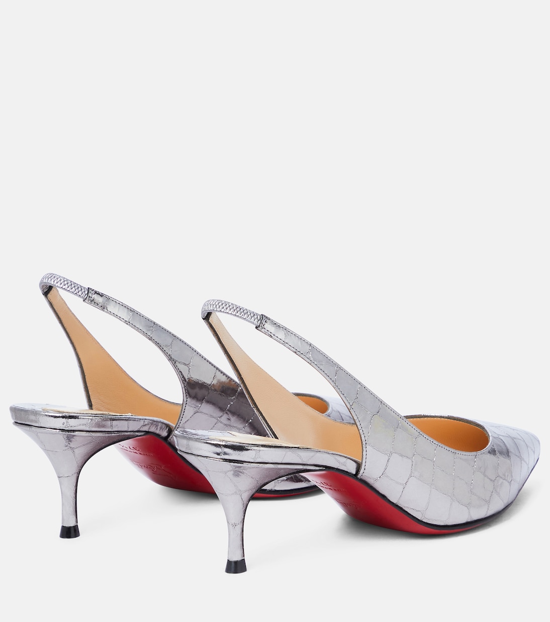 Кожаные босоножки Kate 55 на ремешке Christian Louboutin, серебряный — фото 3