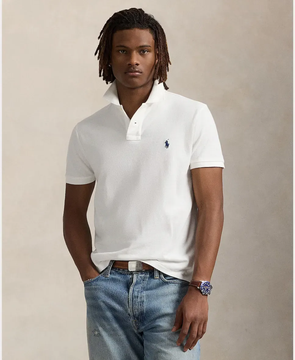 Мужское поло из пике Custom Polo Ralph Lauren, Blanco Roto