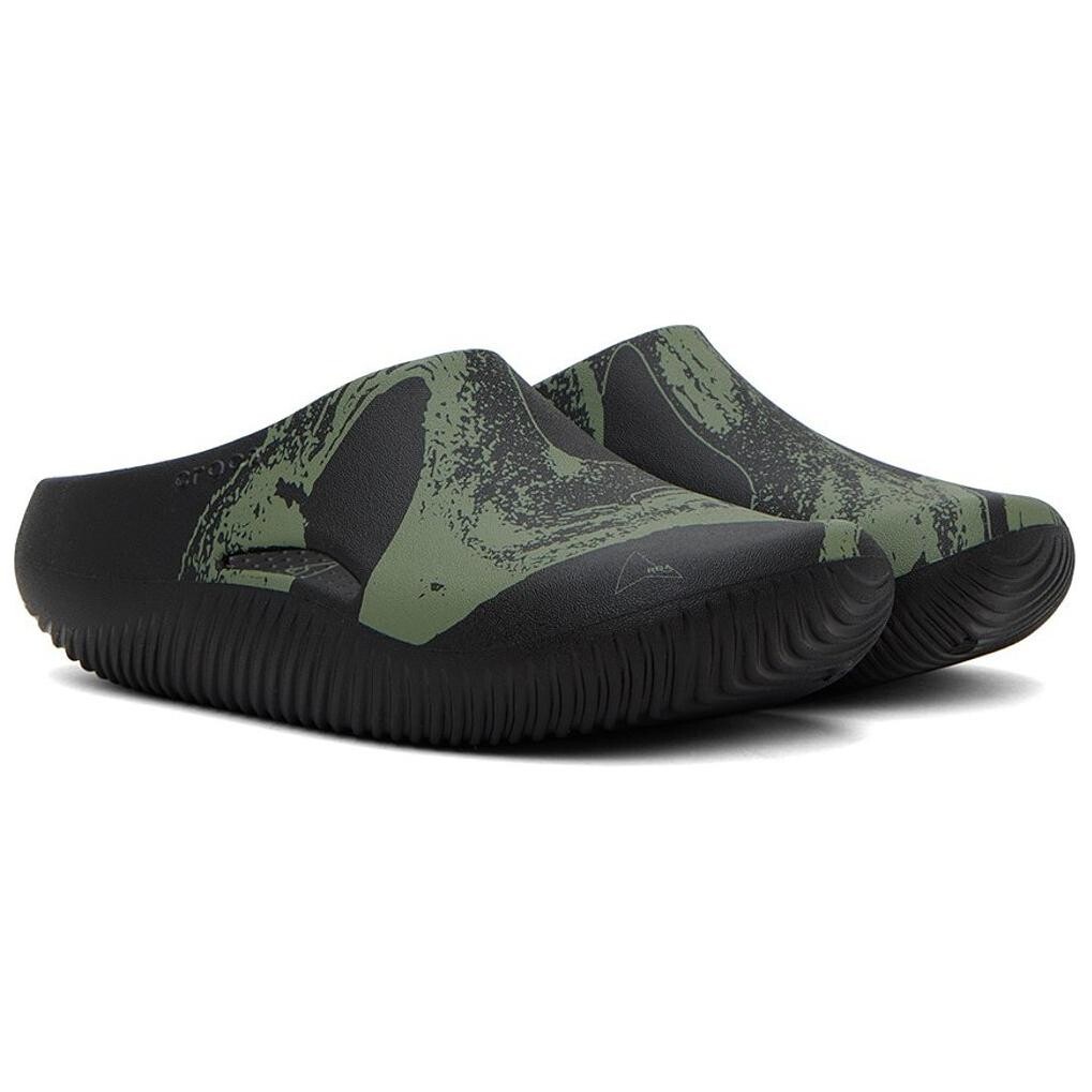 Противоскользящие, износостойкие, удобные и универсальные тапочки ROA x Crocs для мужчин и женщин, черного и зеленого цвета., Black/Green — фото 3