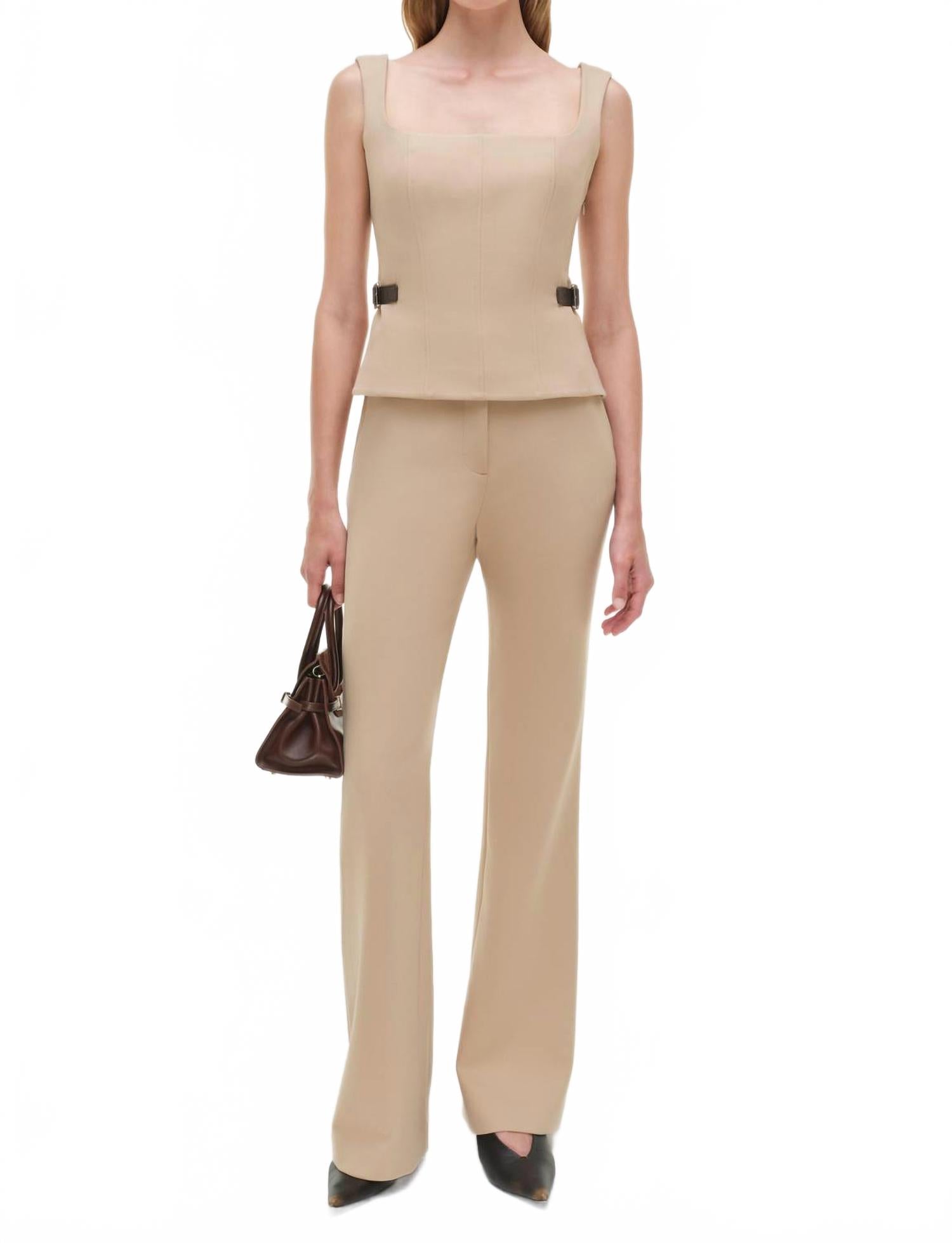 

JONATHAN SIMKHAI Женские брюки Kenna светло-верблюжьего цвета