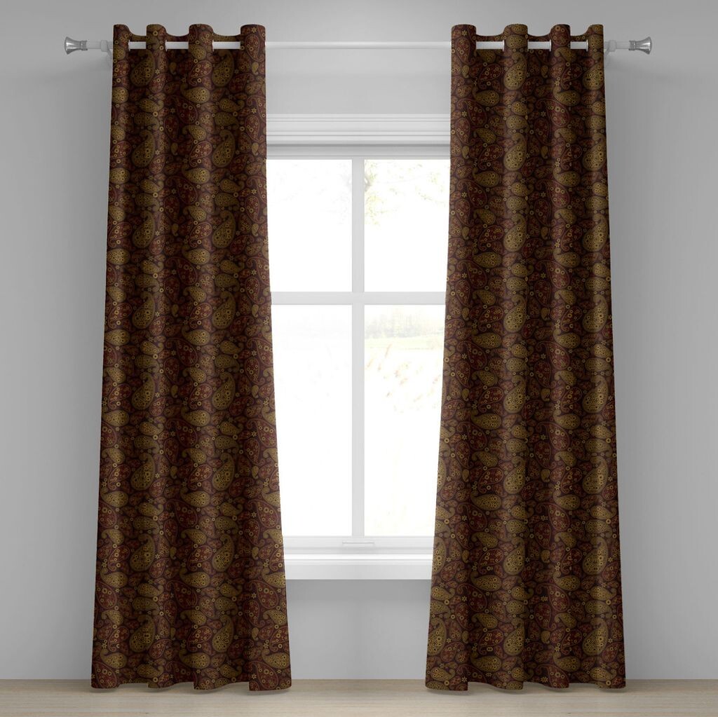 

Занавеска ABAKUHAUS с пейсли-люверсами, буддийские узоры, мотивы чакры Unalome, принт в индуизме, декоративные 2-панельные оконные шторы, 280 см x 260 см, красное дерево и янтарь, желтый