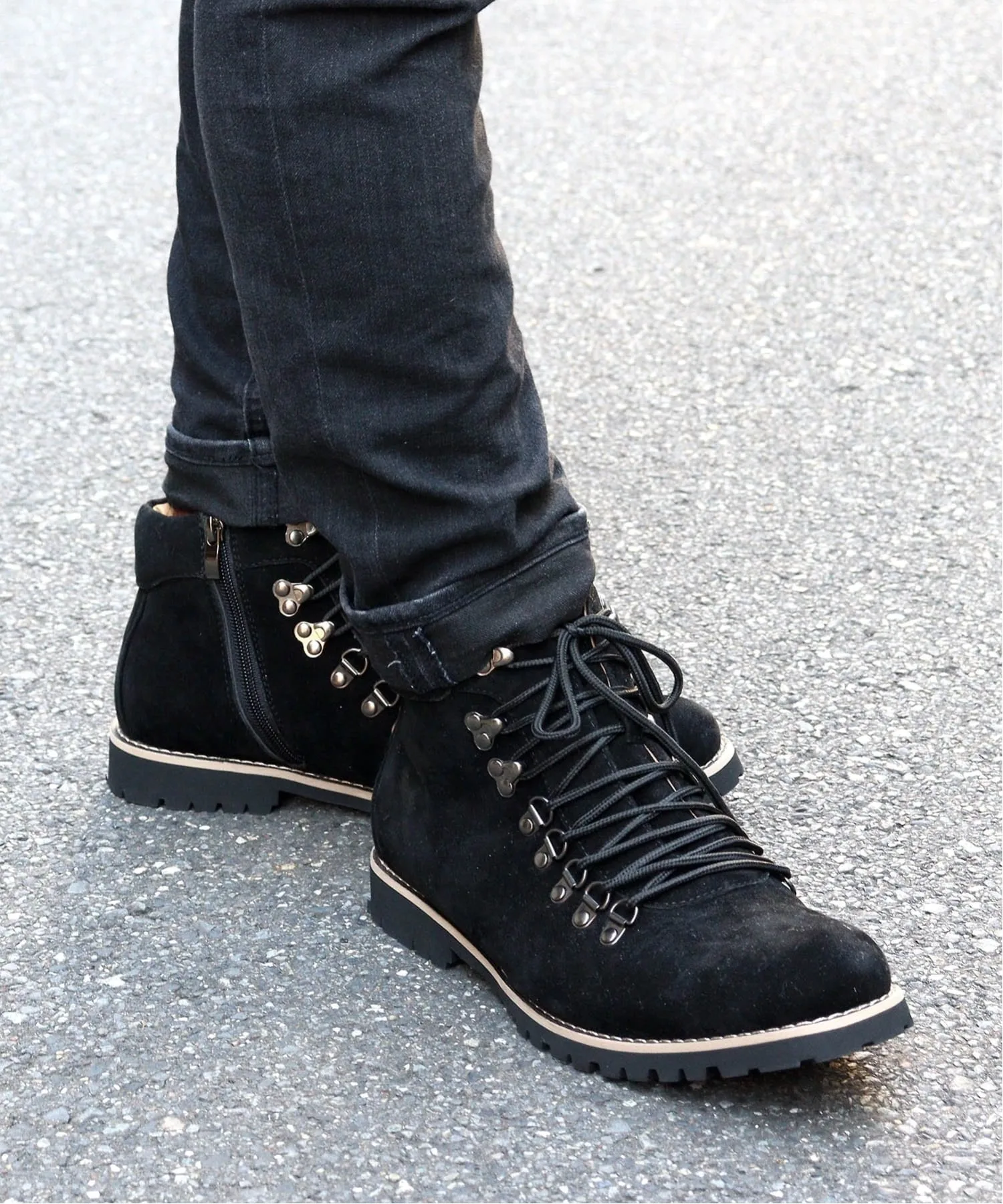 Повседневные офисные высокие горные ботинки 2352 Aaa+, Black suede — фото 2