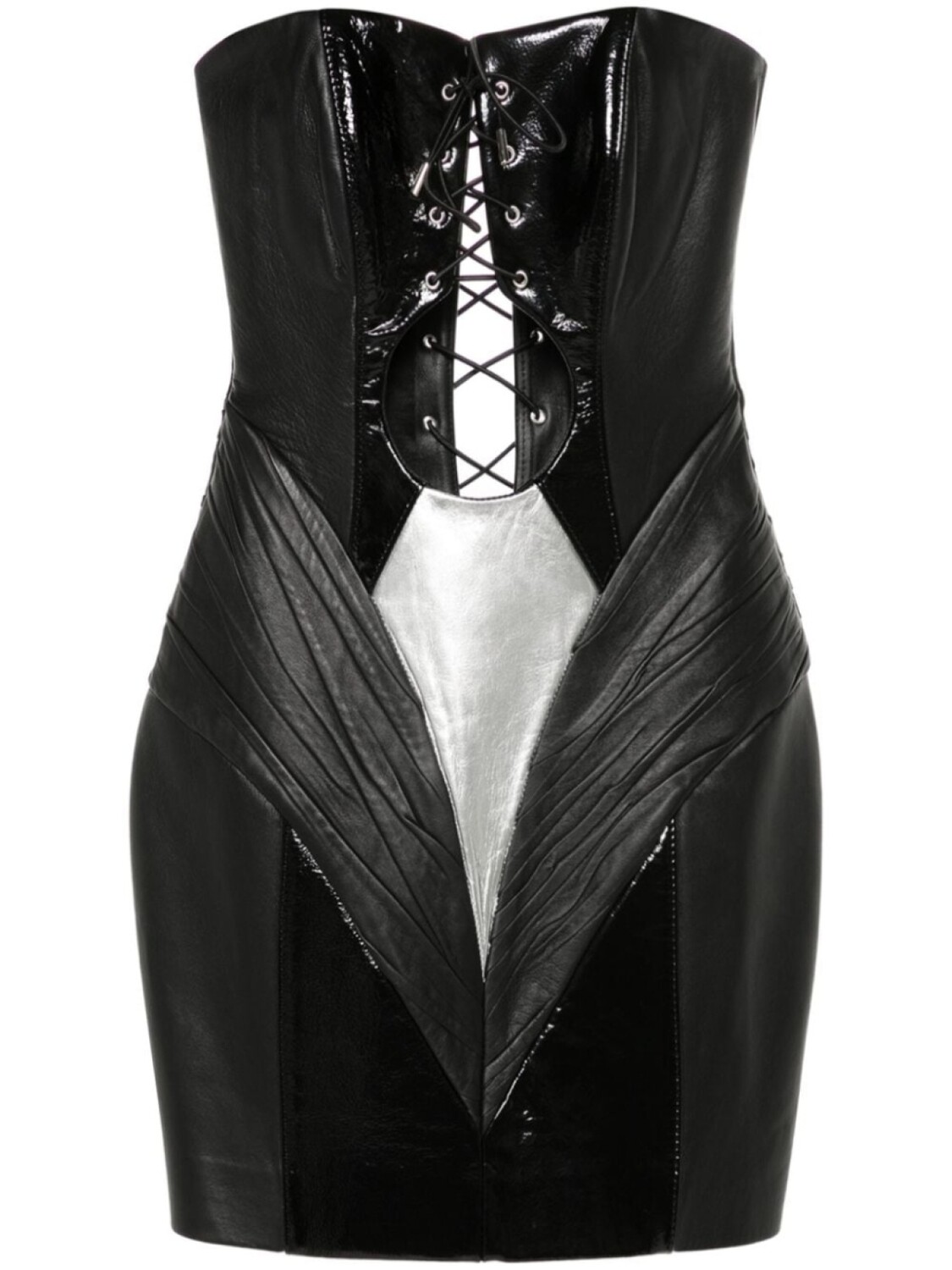 

MITILIANE COUTURE кожаное платье мини со шнуровкой, черный