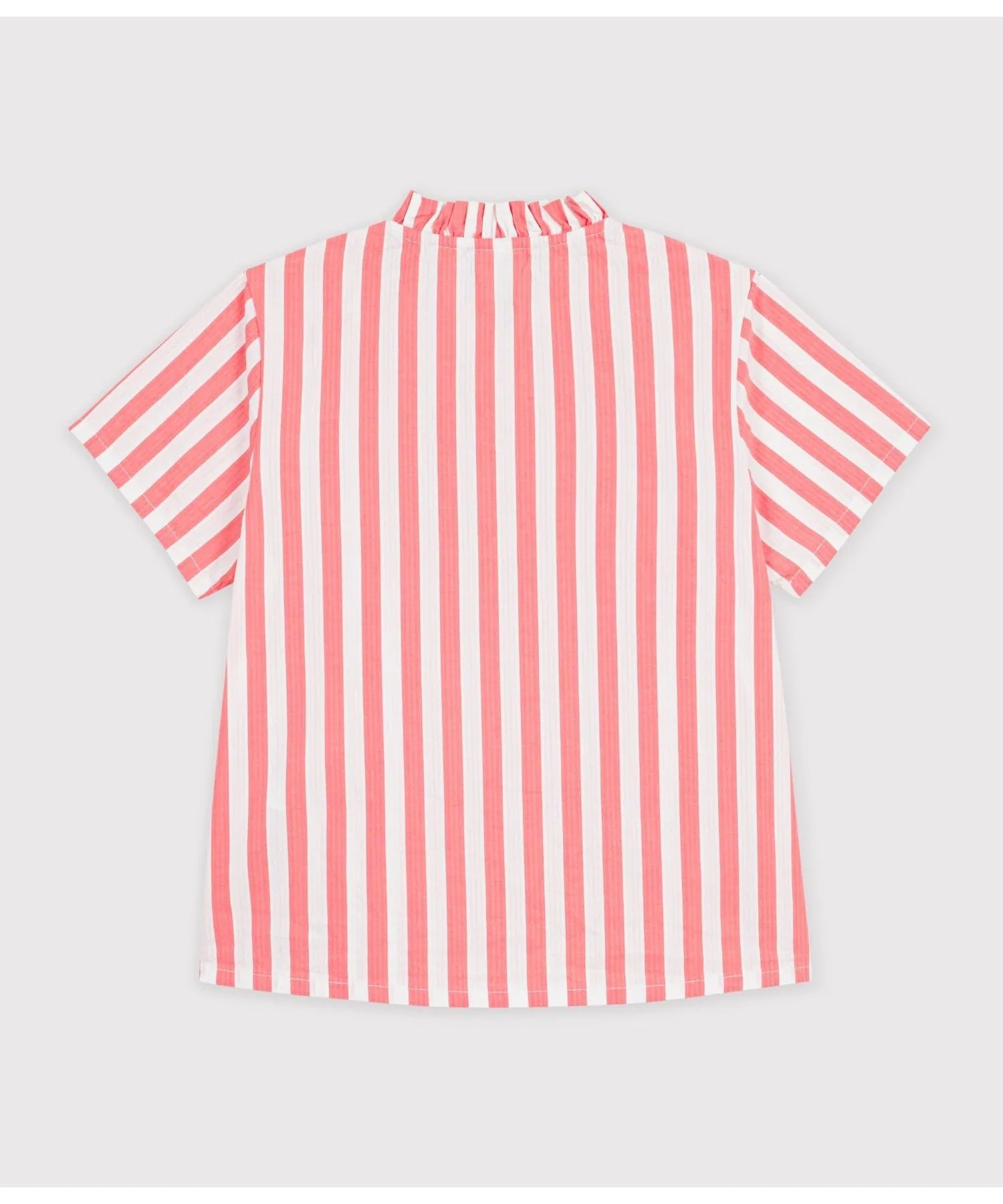 Детская полосатая футболка с короткими рукавами Petit Bateau оранжевая — фото 2