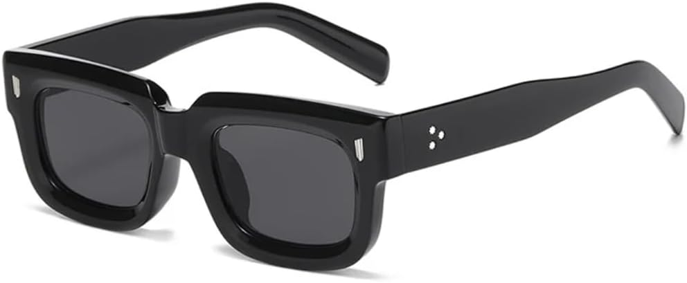 

Солнцезащитные очки для мужчин и женщин - защита UV400 - маленькая оправа с заклепками, прозрачные линзы цвета "океан", панк, для занятий спортом на открытом воздухе и вождения DSVIGF, Black Grey