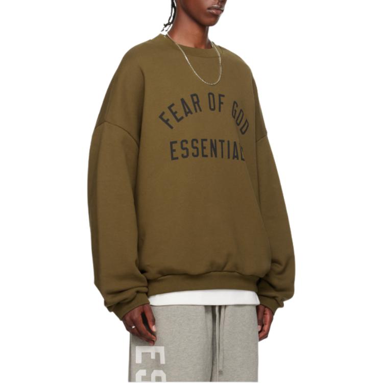 Топ Fear of God Essentials Fleece Crewneck 'Olive' — фото 4