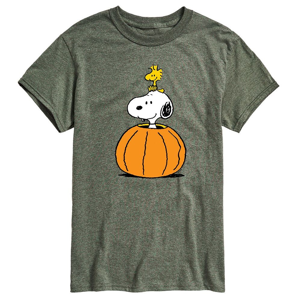 

Мужская футболка с рисунком тыквы Peanuts Snoopy Woodstock Licensed Character, цвет Heather Green