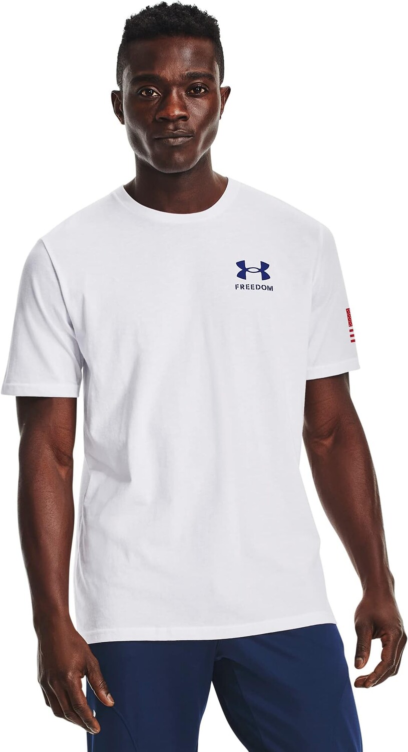 

Новая футболка с флагом свободы Under Armour, цвет White/Royal Blue