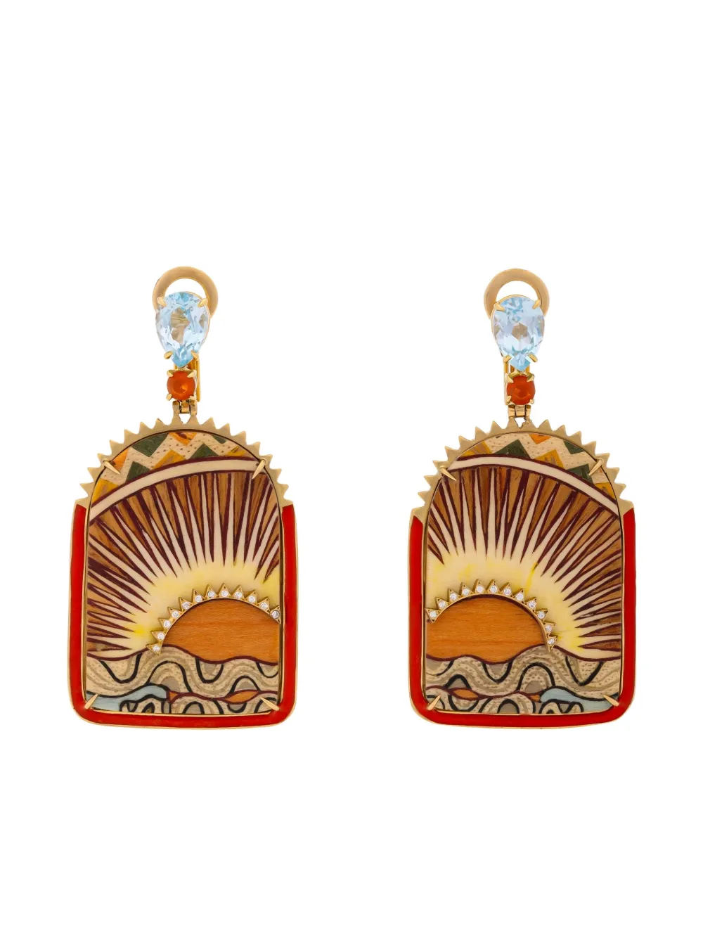 

Серьги "Окно интарсии Закат" из желтого золота 750 пробы (18 карат) Silvia Furmanovich, золотистый