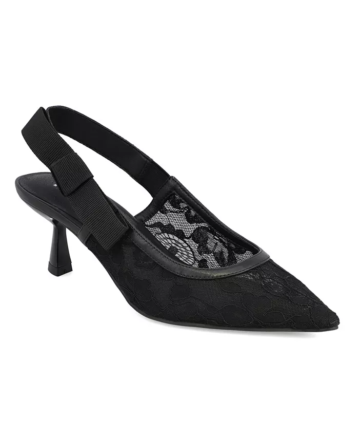 Женские босоножки Naida Slingback на каблуке-кitten с сетчатым верхом Mia, черный