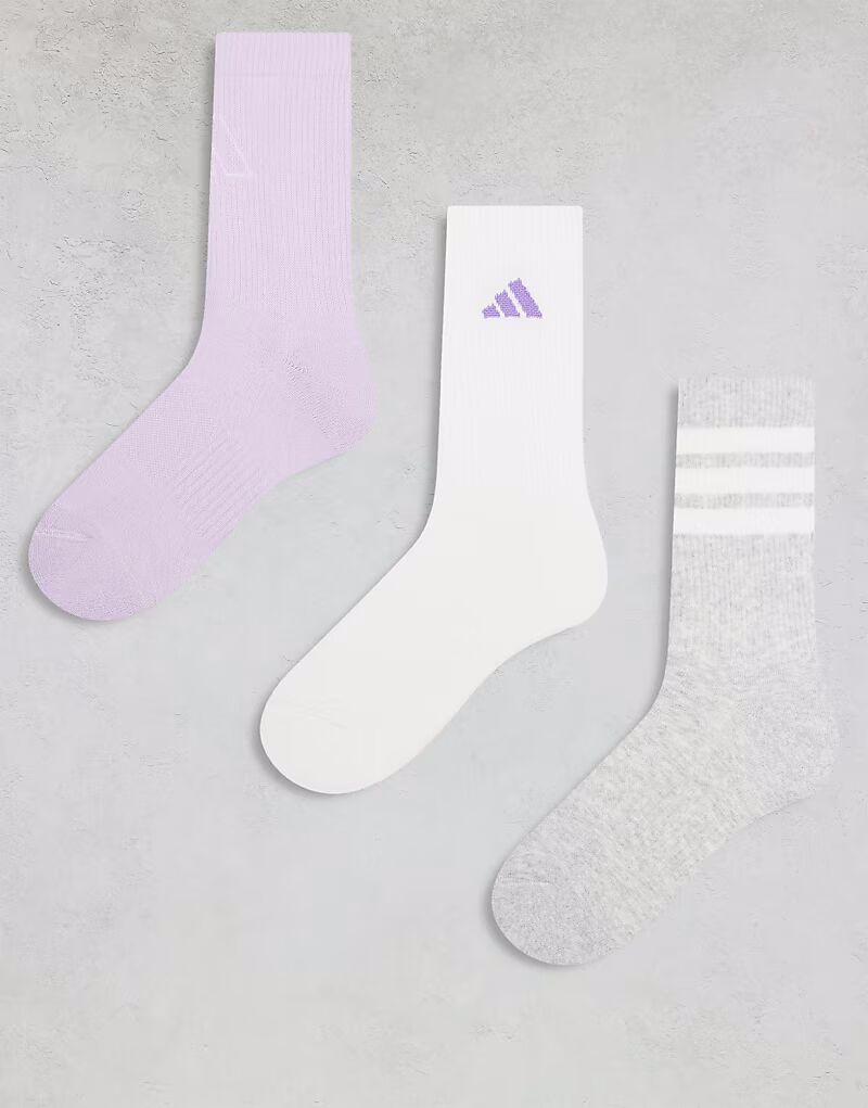 

Носки Adidas Training Crew серо-бело-сиреневого цвета, 3 пары Adidas Performance