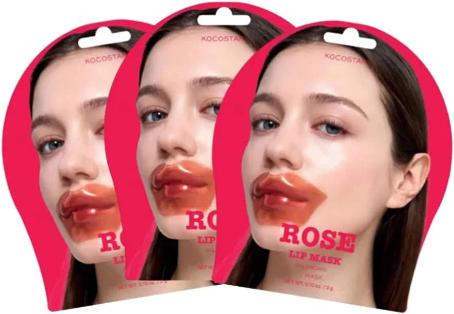 Маска для губ гидрогелевая KOCOSTAR Rose Lip Mask, 3 шт, розовая