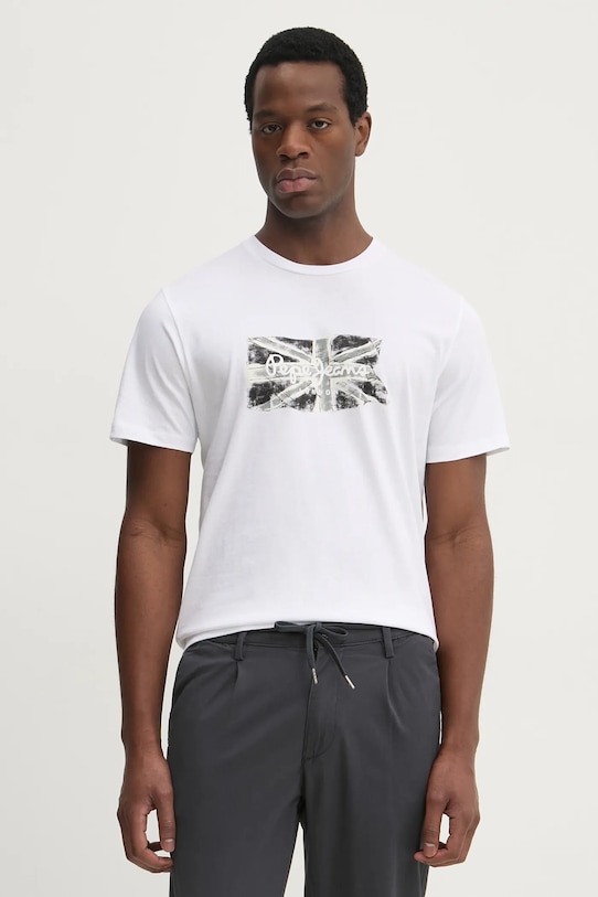 

Хлопковая футболка FLAG BW Pepe Jeans, белый