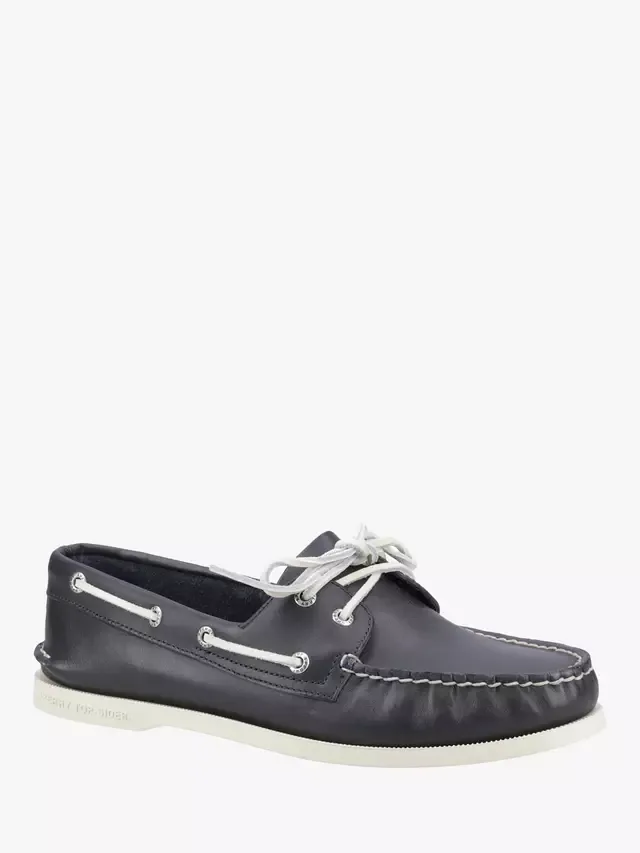 Оригинальные лодочные туфли с двумя люверсами и широкой колодкой Sperry, Navy — фото 2