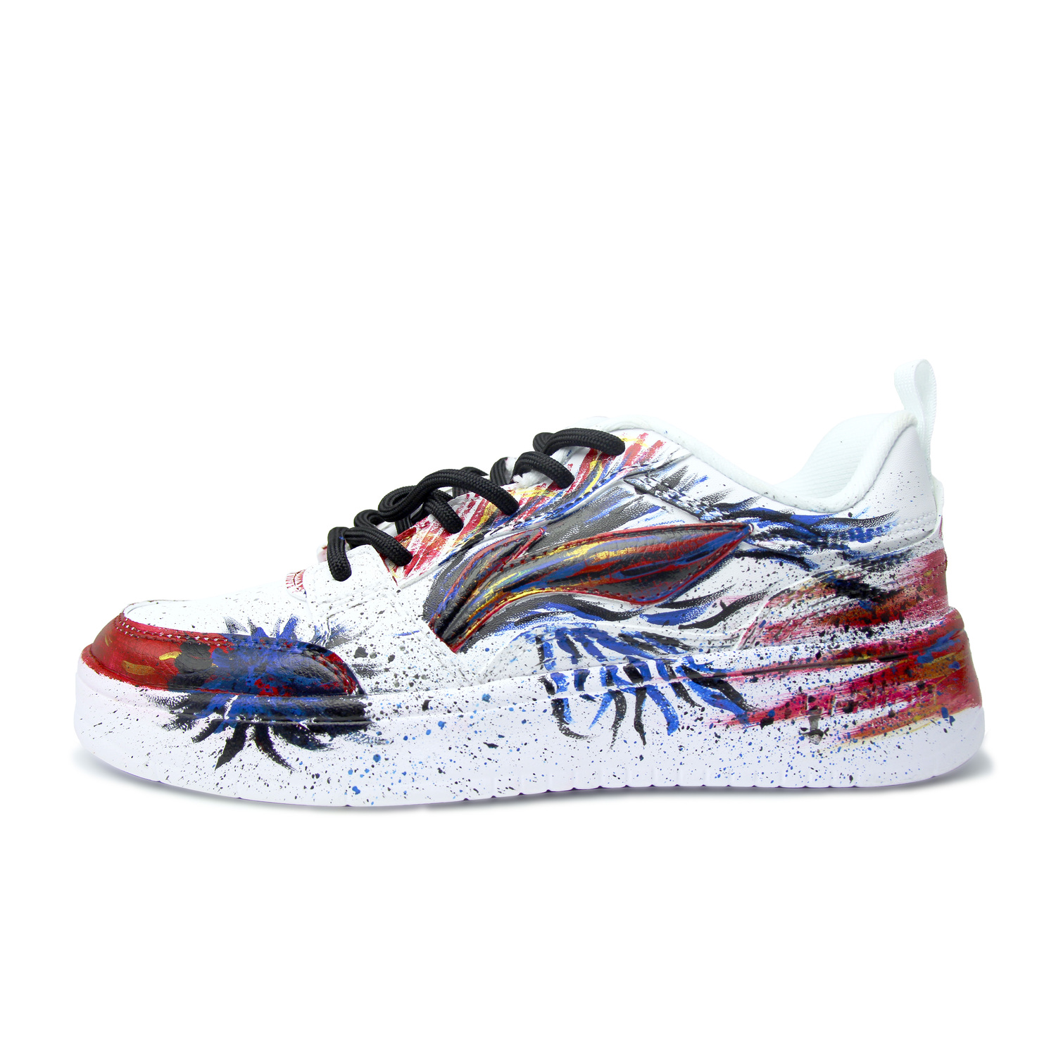 

Li-Ning Sycee Synthetic Leather Hand Drawn Graffiti Balance легкие дышащие низкие кроссовки для скейтбординга унисекс, красный черный синий белый