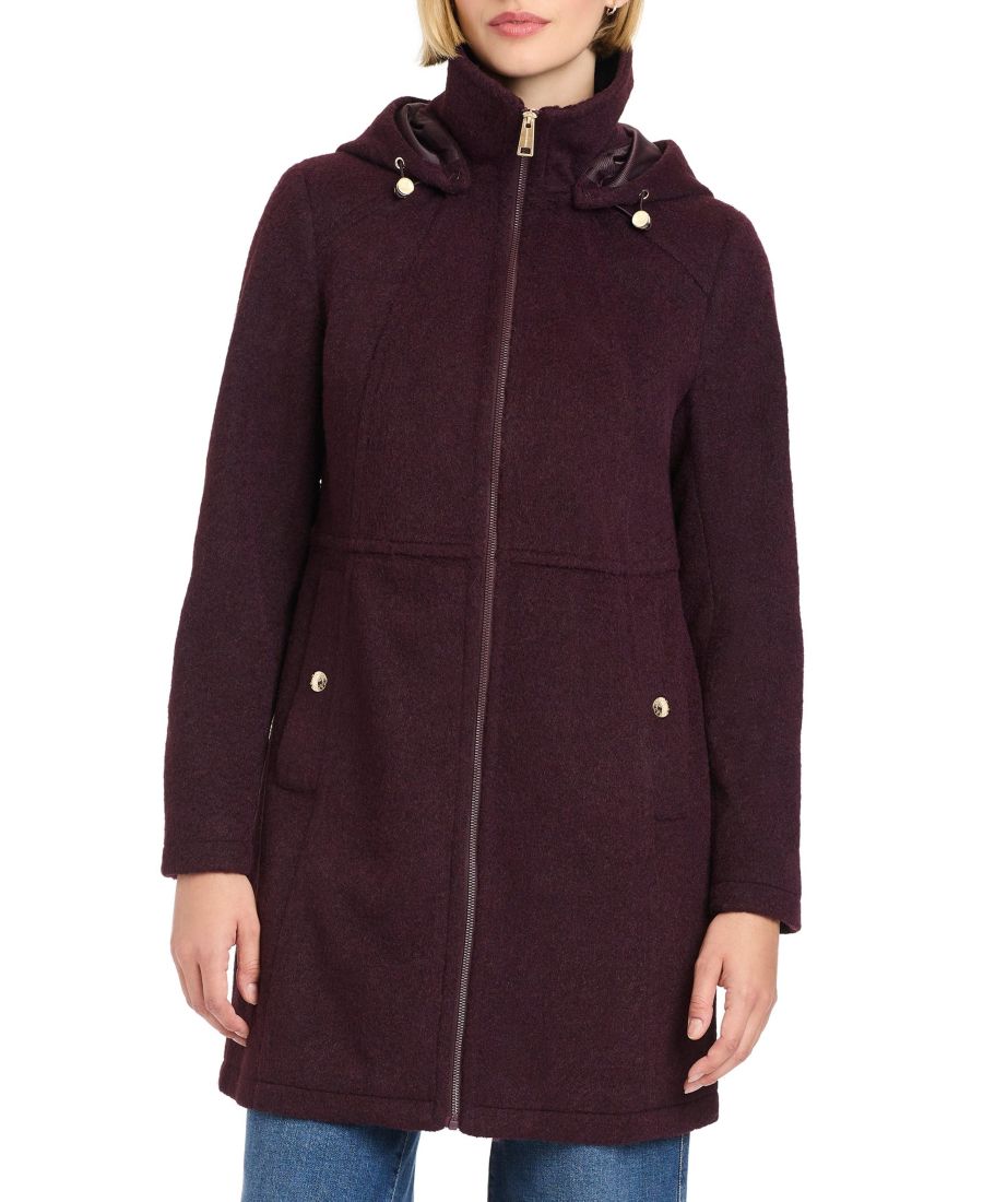 

Женская куртка-пальто на молнии с отстегивающимся капюшоном Vince Camuto, Burgundy
