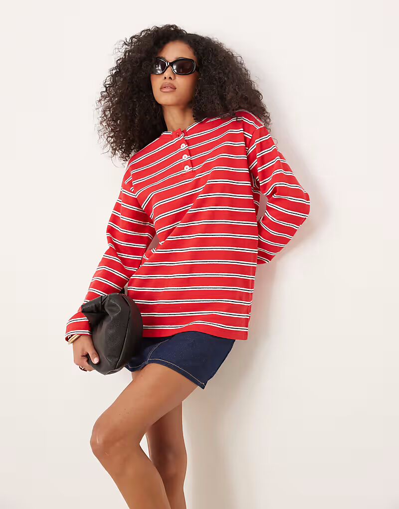 

Топ свободного кроя ASOS DESIGN в красную полоску