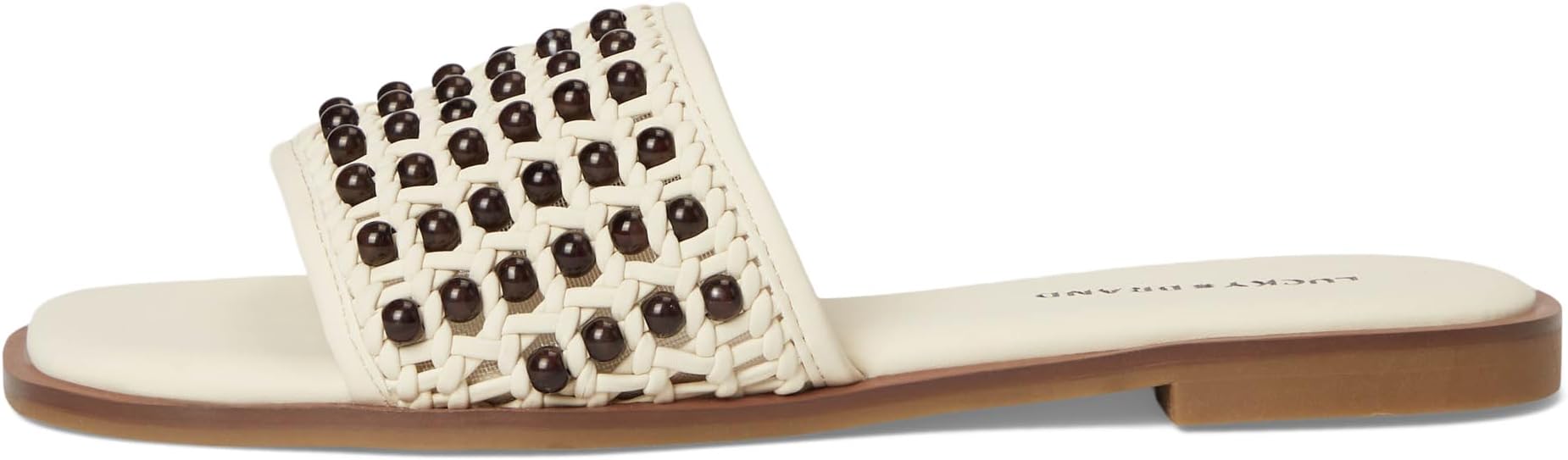 Сандалии Lucky Brand Gidya Beaded Flat Sandals, цвет Parchment/Brown — фото 4