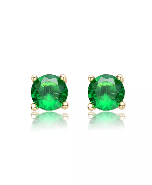 

Очаровательные серьги-гвоздики с зеленым кубическим цирконием, покрытые 14-каратным золотом, для подростков Gigigirl, green