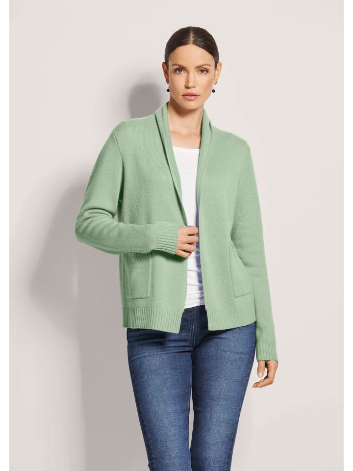 

MADELEINE Укороченный кардиган из чистой шерсти со стоячим воротником, нежно-зеленого цвета