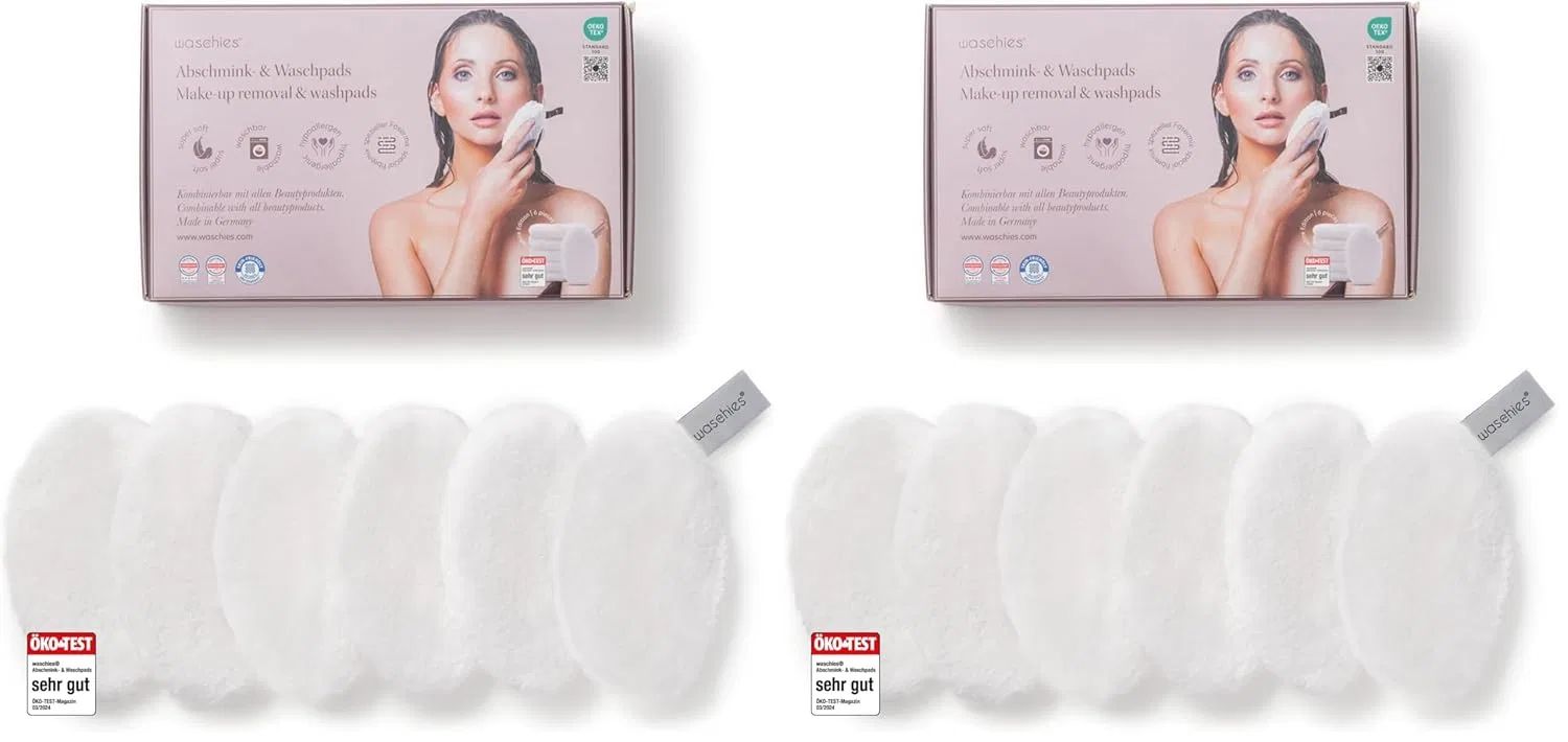 Набор многоразовых дисков для снятия макияжа, 6 шт. от Waschies Waschies, White