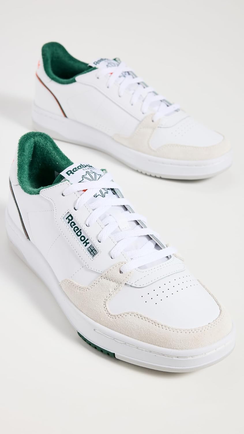 Кроссовки Reebok Unisex-Adult Phase Court, белый/зеленый/темно-зеленый — фото 4