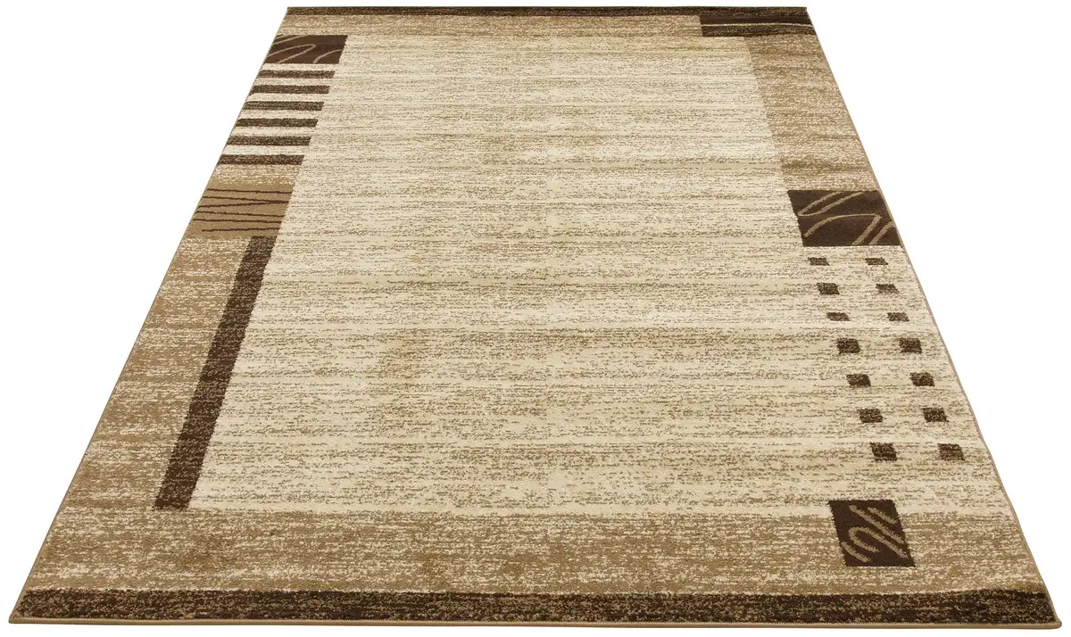 

Ковер мой дом "Jonas", прямоугольный, плоский ковер, короткий ворс, мягкий, простой в уходе, элегантный, бордюр My home 200х200 см, коричневый