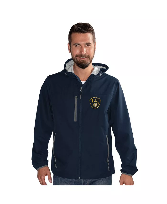 

Мужская синяя легкая худи с капюшоном и молнией Milwaukee Brewers Double Play G-III Sports by Carl Banks