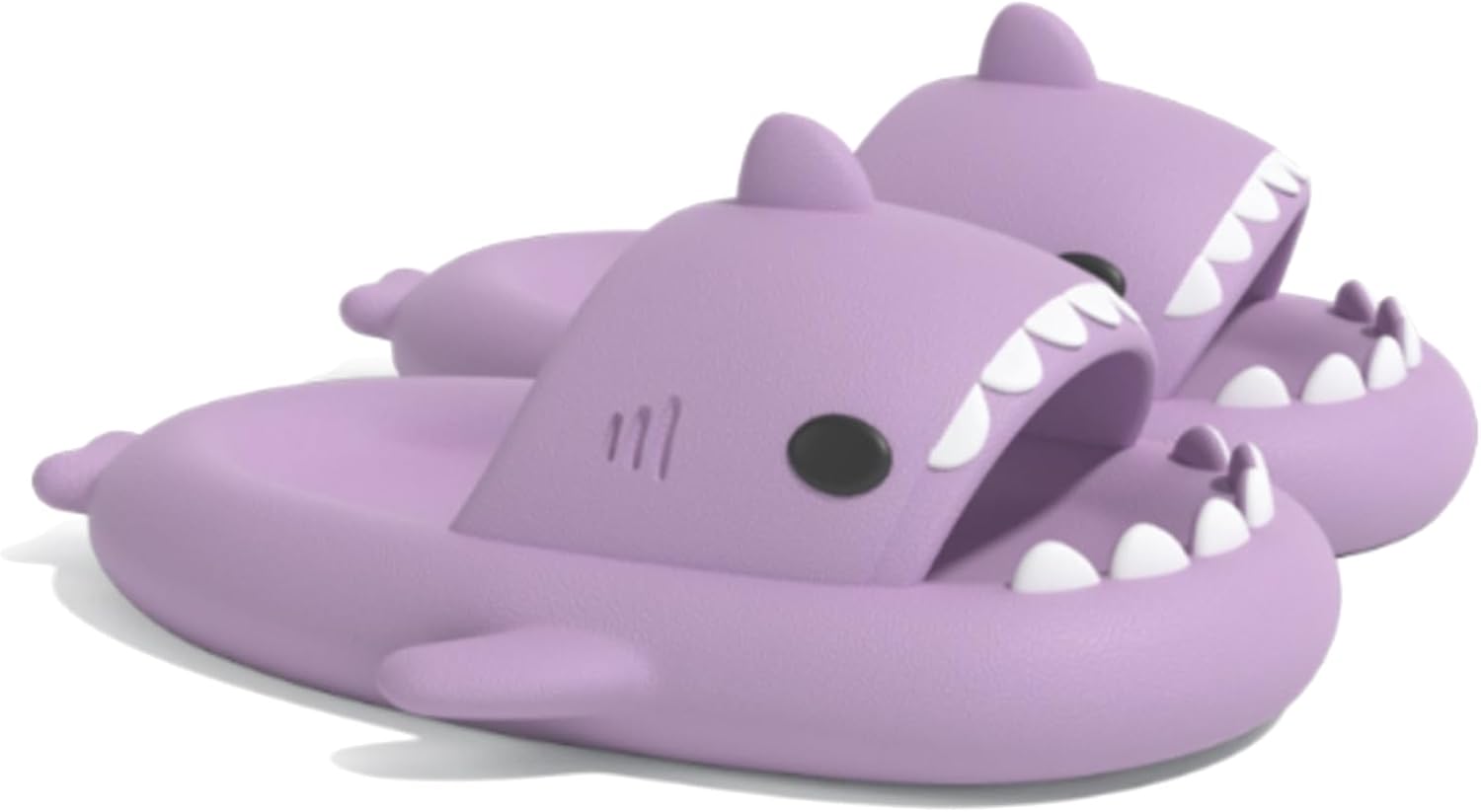 

Женские и мужские шлепанцы ZXCDINO в виде акулы, мягкие тапочки с открытым носком, сандалии с изображением акулы, с амортизирующей подошвой, для пляжа, бассейна и душа, фиолетовый