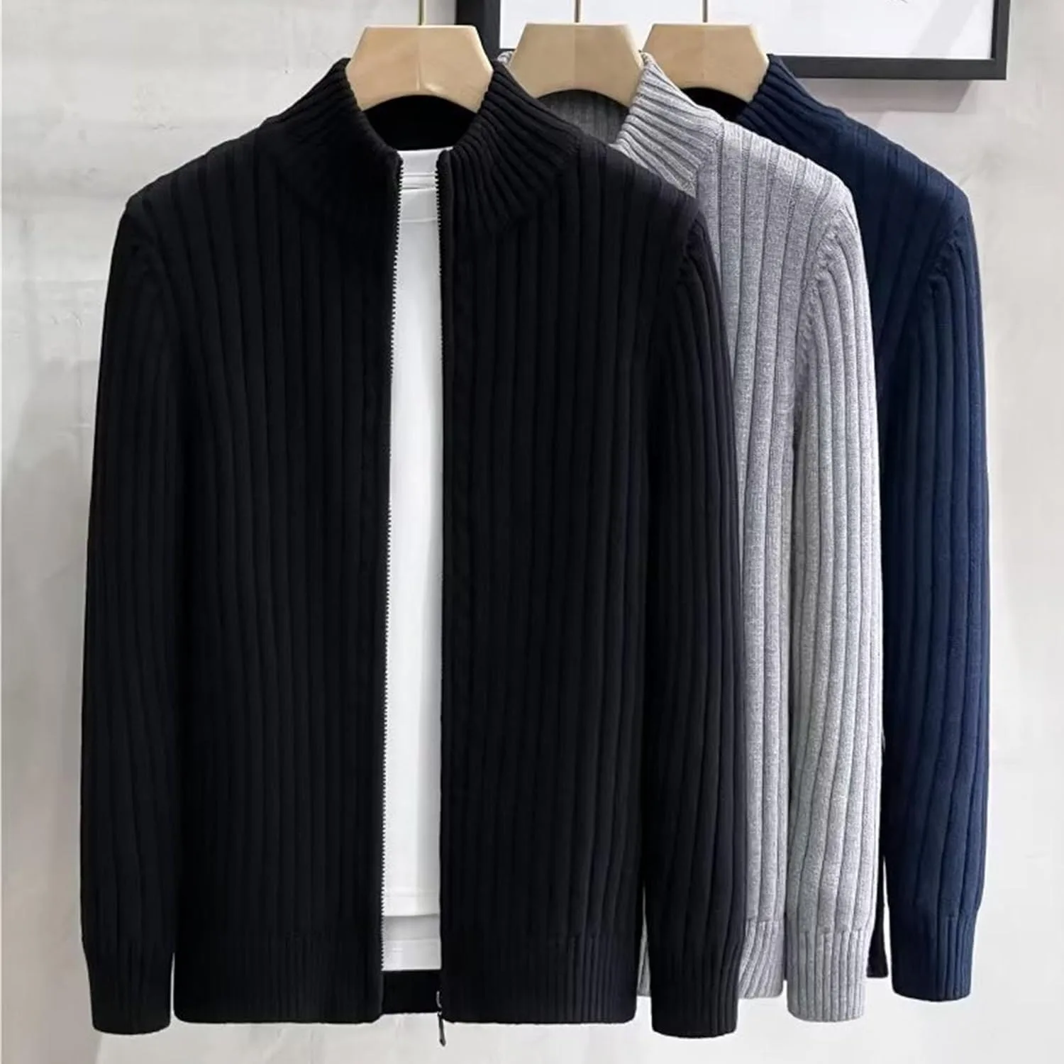 Мужской свитер Slim Fit с воротником-стойкой и молнией — фото 2