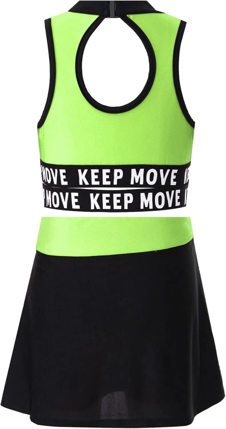 Спортивный комплект из топа и шорт, Loloda, цвет B&fluorescent_green — фото 2