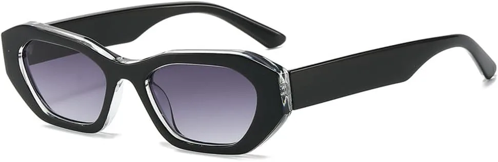 

Ретро-солнцезащитные очки неправильной формы для женщин и мужчин, маленькая оправа, градиентные, модные, с защитой от УФ-излучения UV400 LANGSER, Black Grey