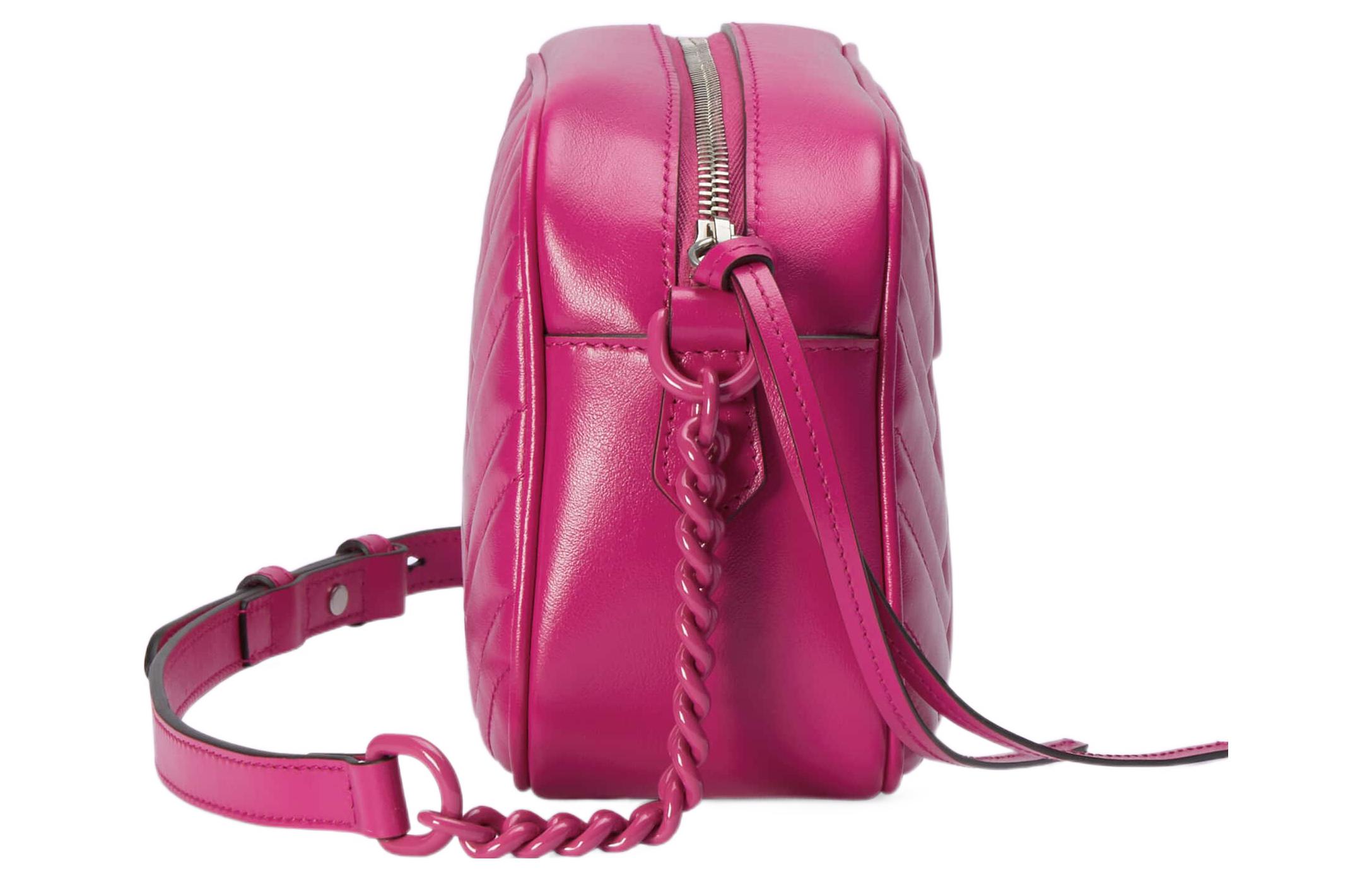 Сумка кроссбоди Gucci GG Marmont из кожи фуксия — фото 4