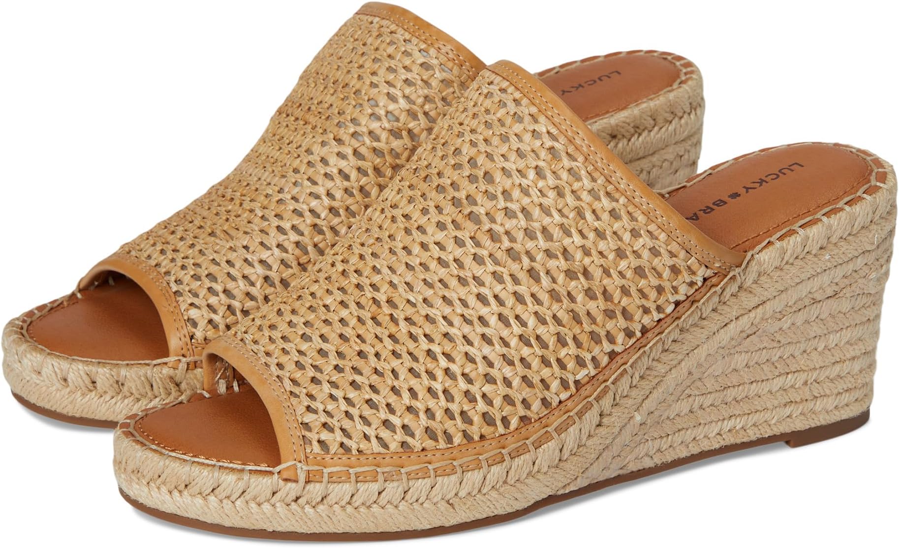 Туфли Lucky Brand Cabriah Woven Espadrille Wedge Sandal, Tan B