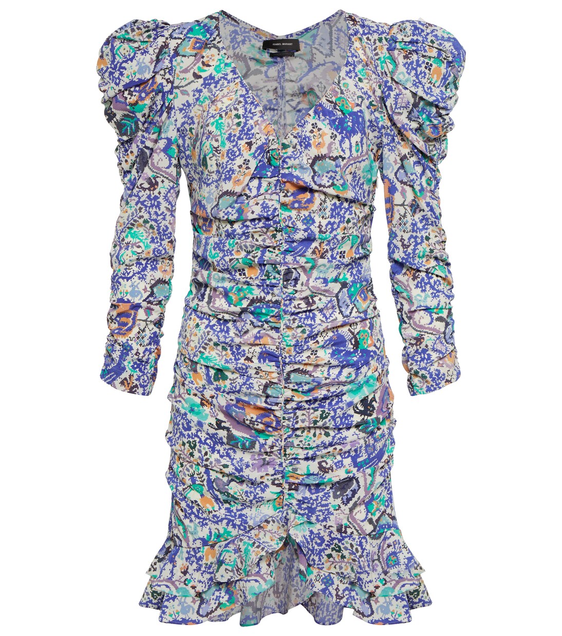 

Мини-платье Bireya с принтом из смесового шелка Isabel Marant, синий