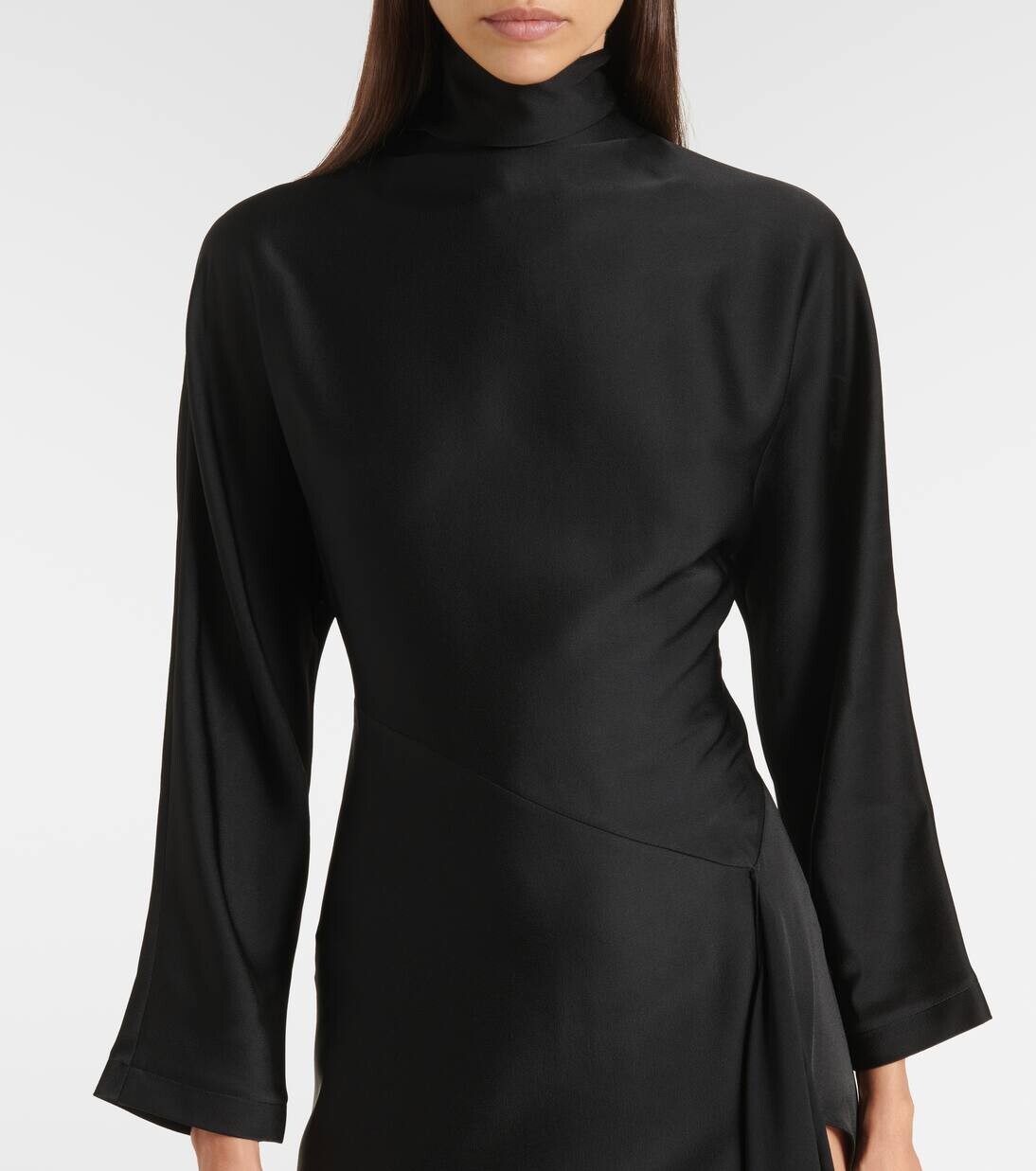 Асимметричное атласное платье миди Alaïa, цвет noir alaia — фото 4