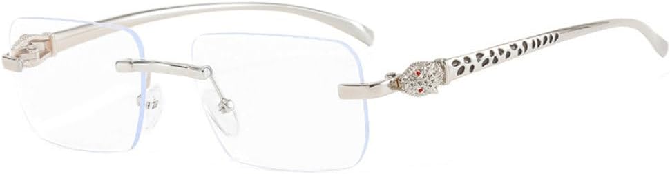 

Модные солнцезащитные очки без оправы прямоугольной формы для женщин с прозрачными линзами с градиентом цвета океана, а также уникальные солнцезащитные очки с принтом гепарда для мужчин TYUVIVO, Silver Clear