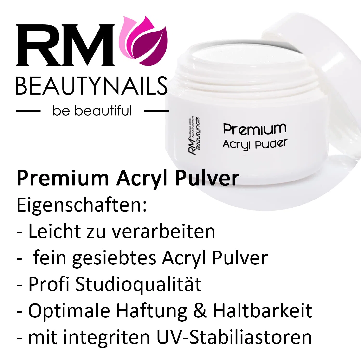 Камуфлирующая акриловая пудра «Nude» для дизайна ногтей Rm Beautynails — фото 3