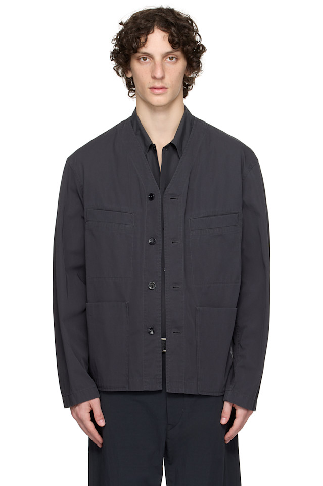 

Безворотниковая рубашка-оверсайз Lemaire, цвет charcoal