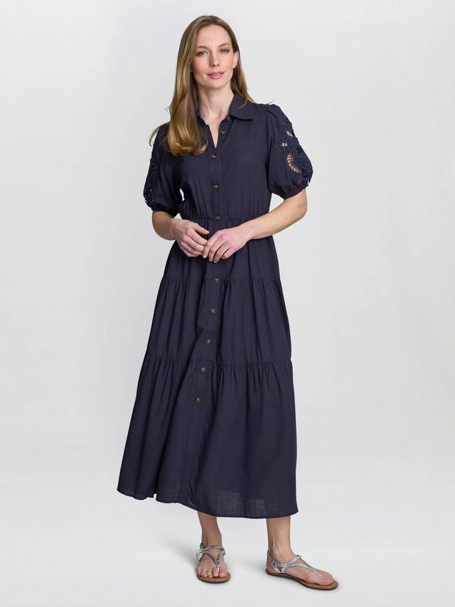 

Carey платье-рубашка с ярусами и пуговицами Gina Bacconi, Navy