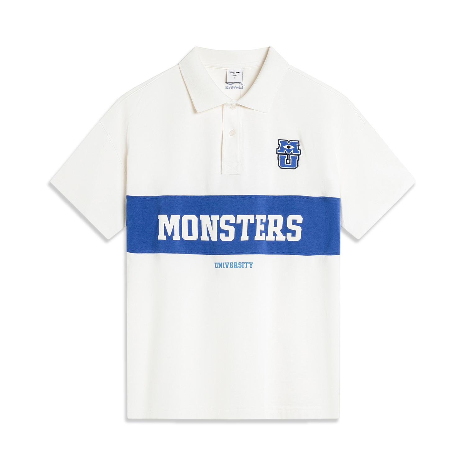 

Футболка поло LiNing x Disney унисекс цвета слоновой кости/ярко-синяя