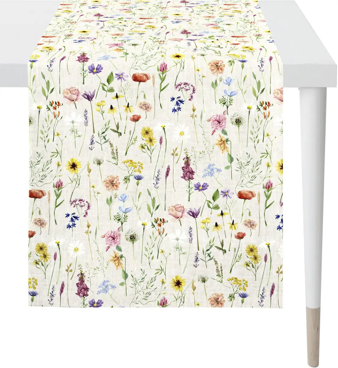 

APELT дорожка для стола "6815 SPRINGTIME, весеннее украшение, весна ", (1 шт.), цифровая печать, с весенними цветами, как на разбросанной цветочной поляне 48х140 см, белый