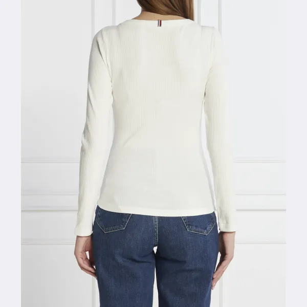 Блузка узкого кроя в рубчик 5x2 o-nk ls Tommy Hilfiger, белый — фото 2