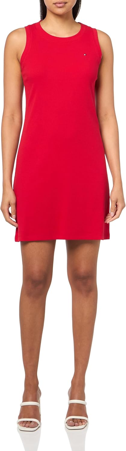 

Женское платье-майка без рукавов Tommy Hilfiger Chatham из трикотажа в рубчик, Scarlet